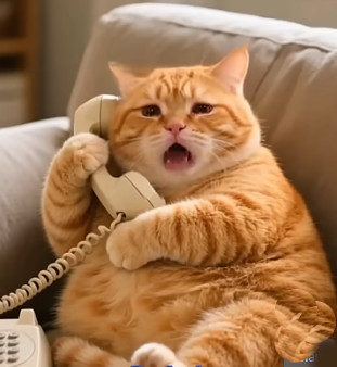 Cat on Phone