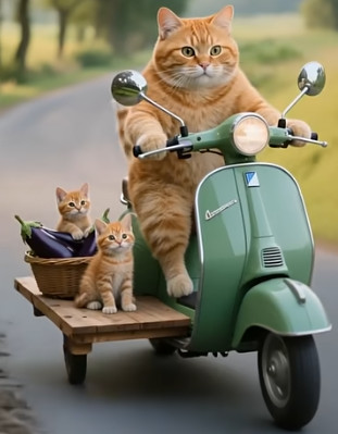Cat on Scooter